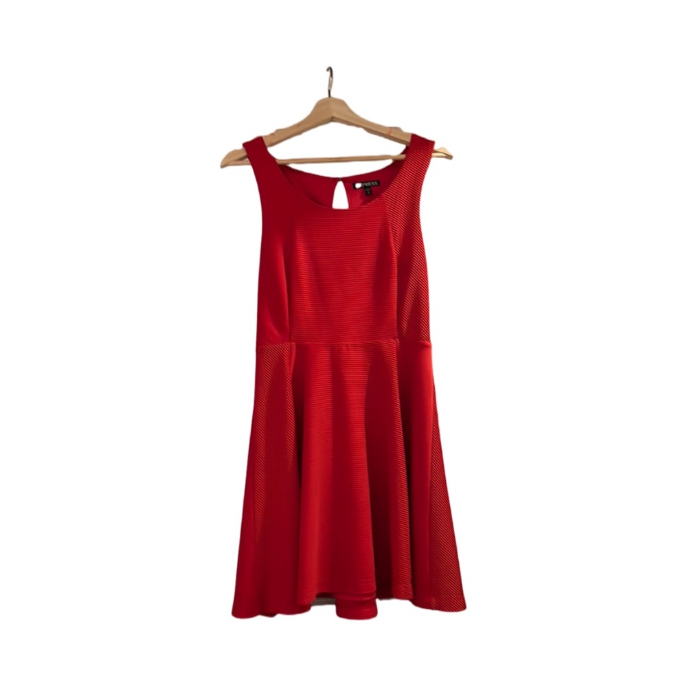 Express Skater Dress Red Ribbed Sz S (fits like a 6 or 8)
